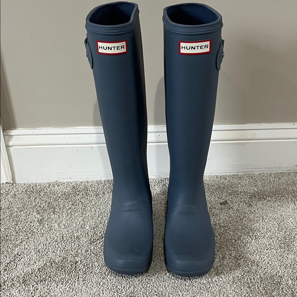 Hunter Gull Grey Tall Waterproof Boots - sz 6